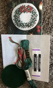 DMC Christmas Wreath Cross Stitch Kit Monthly Mailing All Supplies Needed + More - Picture 1 of 12