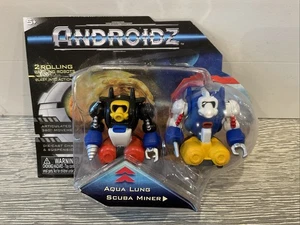 Androidz 2 Rolling Battling Robots Aqua Lung Scuba Miner Toy Action Figure New - Picture 1 of 7