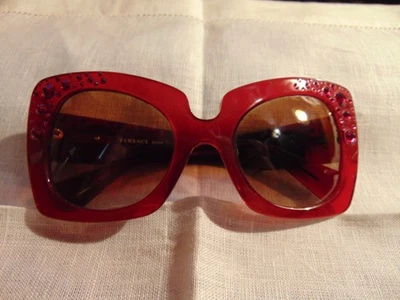 VERSACE MEDUSA WOMENS' SUNGLASSES RED CRYSTALS MEDUSA HEAD MODEL 4308-B LOVELY - Image 1 of 4