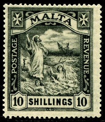 Malta 1922 10 s Negro Como Nuevo Nunca Montado MNH NH UM UMM Alto $$$$ Foto 1 de 2