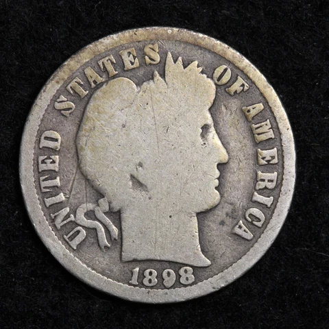 1898-O Silver Barber Dime GOOD FREE SHIPPING Cover