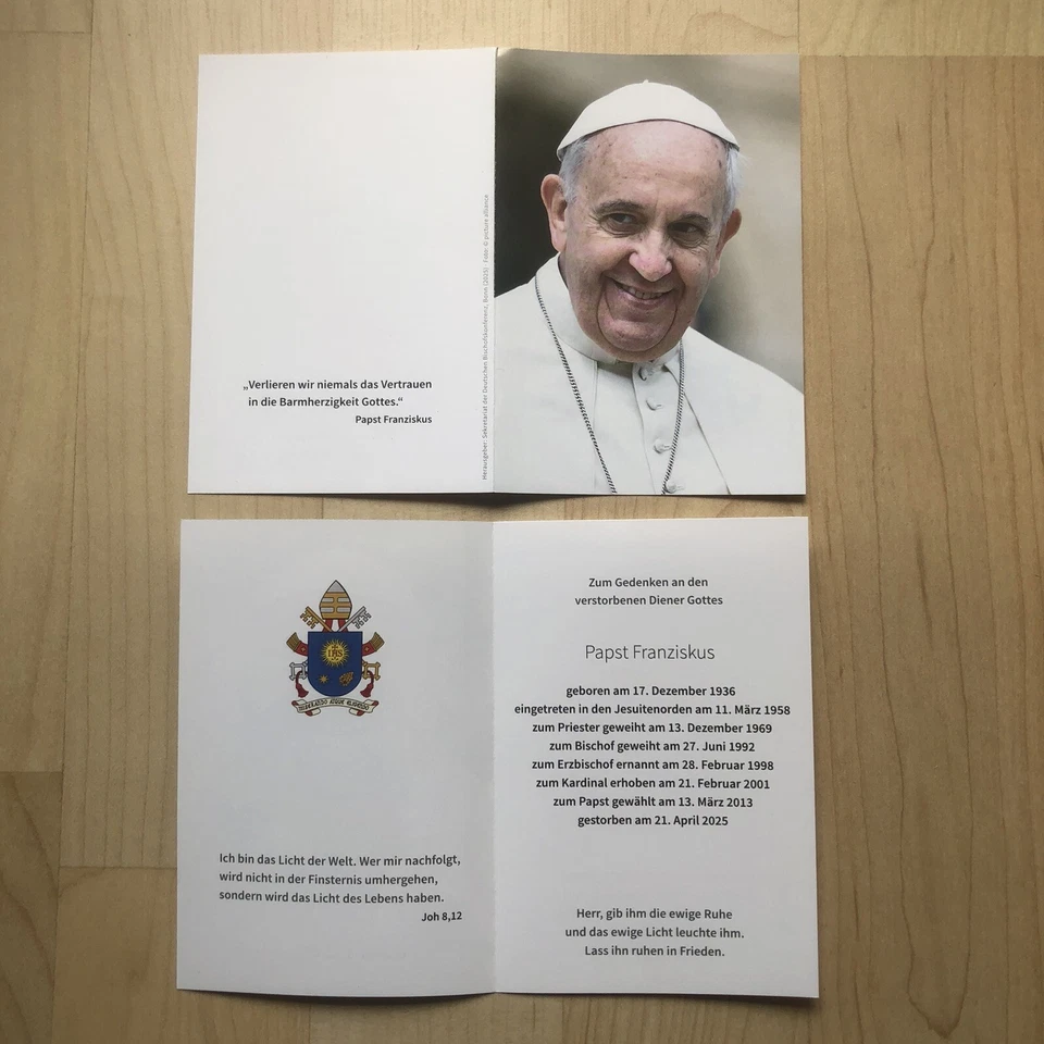 Papst Franziskus / Gebetszettel / Totenzettel / Bild / Erinnerung / Faltblatt - Bild 1 von 1