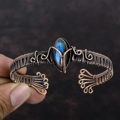 Brazalete ajustable envuelto en alambre para mamá regalo de cobre labradorita venta del día de la mujer Foto 1 de 4