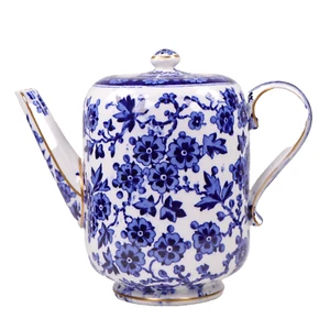 Ridgway Pottery Teapot Aesthetic Blue White Chinese Blossom Hawthornden c1870 - Picture 1 of 10