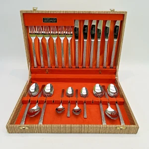 Webber & Hill Continental Stainless Steel 22 Piece Cutlery Set 70's Brutalist - Picture 1 of 11
