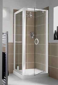 Aqualux Elite Classic 800mm Frameless Pivot Shower Door White Frame - Picture 1 of 1