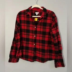 Cat & Jack boys red & black plaid button up shirt size xxl (18) NWT - Picture 1 of 5