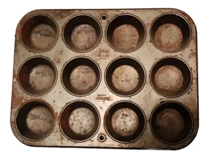 Muffin Dose Cupcake Backgeschirr Vintage EKKOLOGIE T120-12 SILBER SCHÖNHEIT 12 Made in USA - Bild 1 von 5
