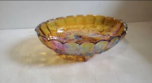 Indiana Carnival Glas gold irisierend Obstschale Sägezahnfuß oval groß Vintage - Bild 1 von 4