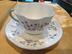 Vintage Shelley Tea Cup and Saucer~ Blue Rock 13591 Blue Trim ~ Made in England - Picture 1 of 12