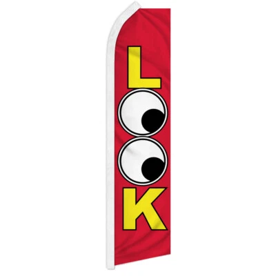 Look! Swooper Flutter Advertising Feather Flag Promotional Sale Dealership Flag - Image 1 of 2