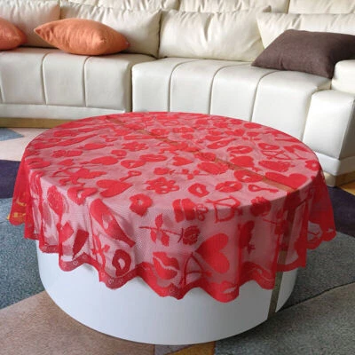 102cm Red Vintage Lace Tablecloth Round Table Cloth Cover Wedding Party Decor - image 1 of 4