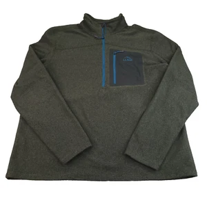 LL Bean Fleece Jacket Mens Extra Large Gray Blue Mountain Zip Pocket Half Zip - Picture 1 of 11