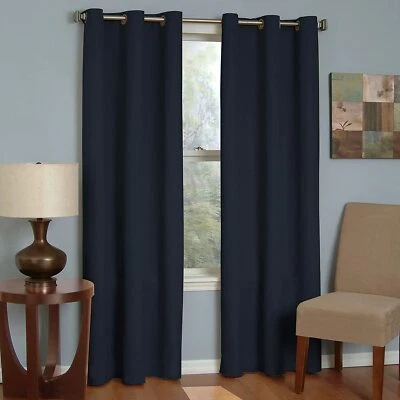 ECLIPSE Microfiber Insulated Blackout Window Curtains NAVY 42 x 95 2 PIECE set - Image 1 of 4