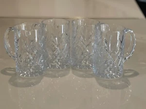 Taza de vidrio de corte pesado o piedra de cerveza con asas festoneadas juego de 4 - Imagen 1 de 6