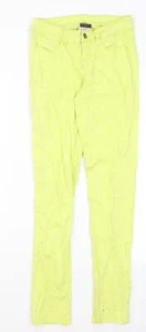 Pieces Womens Yellow Cotton Blend Skinny Jeans Size XS W24 L28 - Picture 1 of 12