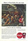 1944 Coca Cola Soft Drink Coke Vintage Color Print Relax On A Battleship WWII