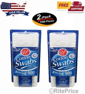 1000Pcs Cotton Swabs 100% Pure Cotton Natural Double Tip Original (2 Pack) - New - Picture 1 of 15
