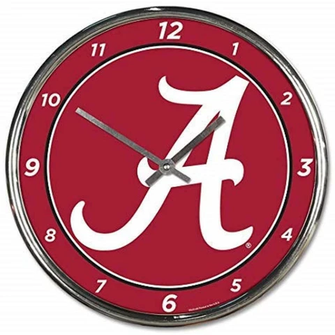Alabama Crimson Tide 12 Inch CHROME Clock -Wincraft -Perfect for Man Cave,Office Cover