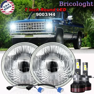 Pair For Chevy C10 K10 K20 K5 1975-1980 105W 7" Round LED Headlights Hi/Lo Beam - Picture 1 of 21