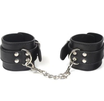 MY GUILTY PLEASURE ONLINE High Quality Black Leather Bondage Wrist Cuffs - kinky fetish restraint sexy UK