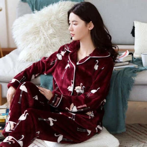 Winter Pajamas Women Warm Pyjamas Fleece Thick PJ Flamingo Pajamas - Picture 1 of 3