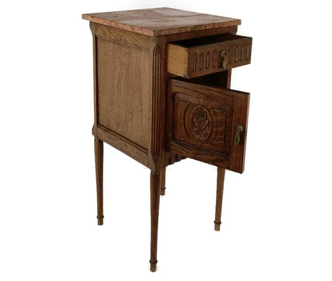 Art Deco Art Nouveau Brown  Side Cabinet Table Night stand Antique Exquisite Cover