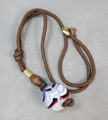 COLLAR ANUDADO VIDRIO SOPLADO A MANO TRENZADO MARRÓN CADORO firmado Foto 1 de 4