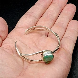 SOUTHWESTERN E.T. ERVIN TSOSIE TURQUOISE BOULDER STERLING CUFF BRACELET Navajo - Picture 1 of 8