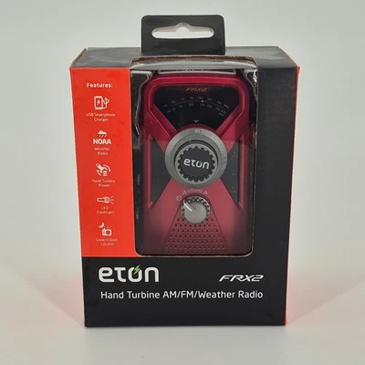 Radio de alerta meteorológica Eton FRX2 AM/FM/turbina manual roja NOB que brilla en la oscuridad localizador Foto 1 de 4