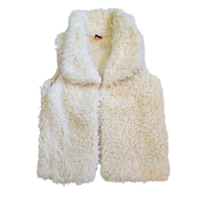 Arizona Girls Faux Fur Vest Size L 14 Ivory Sleeveless Fuzzy - Image 1 of 4