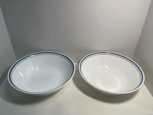 Corelle Indigo Serving Bowl 8.5 Inch Blue And Grey Strip. 1037 - Picture 1 of 6