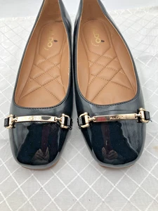 Aldo Damen Ballerinas schwarz mit Metallakzent Größe 7,5 Kunstleder neu - Bild 1 von 5