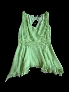 Nicole By Nicole Miller 100% Seide Top. Ärmelloses Shirt Größe 6 Nilgrün Neu mit Etikett - Bild 1 von 8