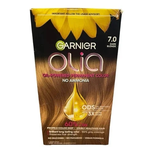 Color de cabello permanente sin amoníaco Garnier Olia con aceite, 7,0 rubio oscuro Foto 1 de 1
