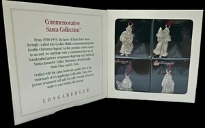 Longaberger Santa Collection 4er Set Handarbeit Zinn Weihnachtsschmuck - Bild 1 von 10