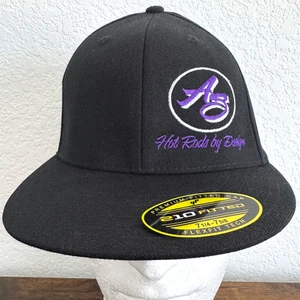 Hot Rods by Design 210 Premium Fitted Black Hat Cap Sz 71/4 - 7 5/8 Flat Bill - Picture 1 of 10