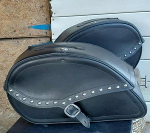 Viking Bags Saddlebags Armor Shock Cutout Studded Motorcycle Saddlebags Lockable - Picture 1 of 9
