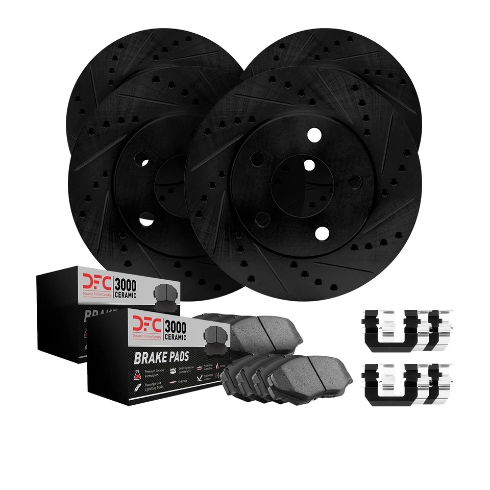 Dynamic Friction Brake Kit Rotors Drilled Slotted Black w/ Ceramic Pads - Image 1 of 4