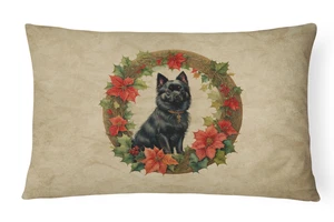 Vintage Style Christmas Schipperke Pillow 12x16 Holiday Wreath Decor NEW - Picture 1 of 4