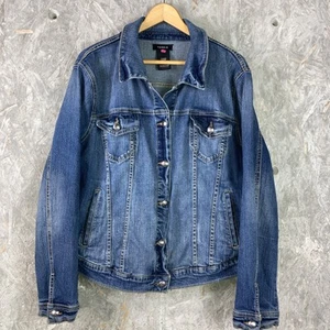 Torrid Size 1X Blue Stretch Denim Jean Jacket Trucker Medium Wash - Picture 1 of 15