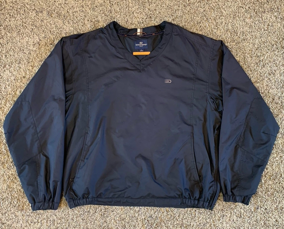 Dockers Golf Jacket Mens Large Black Stain Defender Windbreaker Pullover - Image 1 of 4