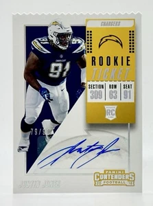 2018 Contenders Ticket Stubs #141 Justin Jones RC Auto Los Angeles Chargers - Picture 1 of 2