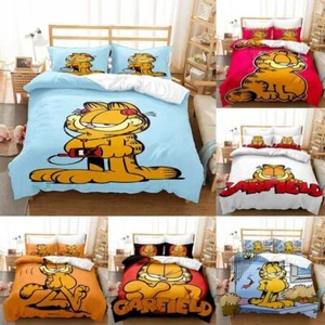 3D Garfield Cat Bedding Set Quilt Duvet Cover Pillowcase Single Double UK - Picture 1 of 16