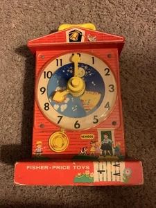 Vintage Fisher Price Music Box Teaching Clock —- non-working - Picture 1 of 4