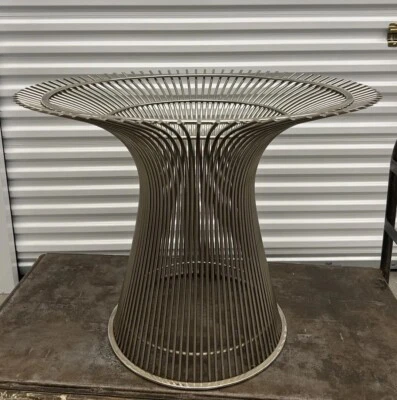 "Mesa de comedor Knoll Warren Platner de níquel ~ tapa de vidrio de 60"" ~ auténtica" Foto 1 de 4