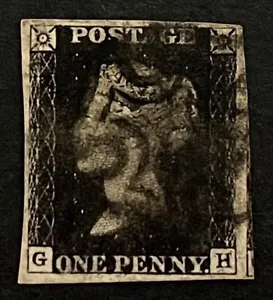 GB QV 1840 1d Penny Black. SG2 Plate 8. Good Used With 4 Good To Large Margins. - Picture 1 of 2