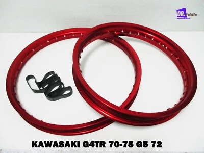 KAWASAKI G4TR 70-75 G5 72  F & R  ALUMINIUM  RED WHEEL RIM SET  **BI4216** Foto 1 de 4