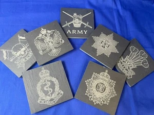 Engraved Slate Coasters for British Military UK Army Regiments, Royal Navy & RAF - Picture 1 of 36