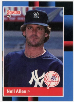 Neil Allen 1988 Donruss #597 MISCUT New York Yankees MLB Baseball Card - Image 1 of 2
